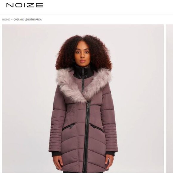 Cruelty-Free NOIZE Gigi Heavy Mid Length Parka with Faux Fur Hood, Size XL, Plum - Picture 1 of 13